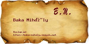 Baka Mihály névjegykártya